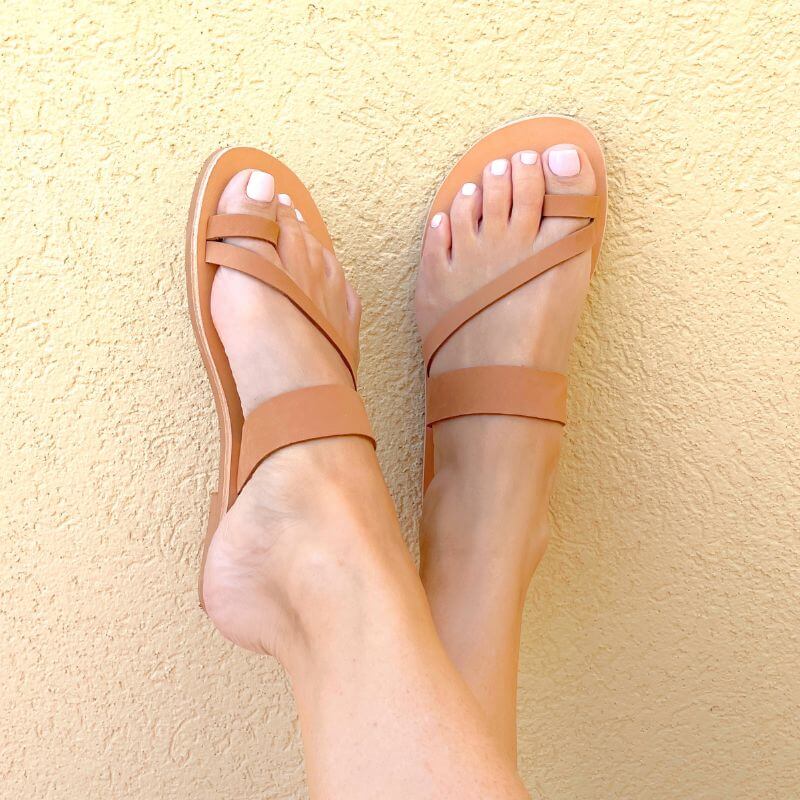 Shoeq Athena Flat Sandal in Rose Gold | Flat sandals for Women