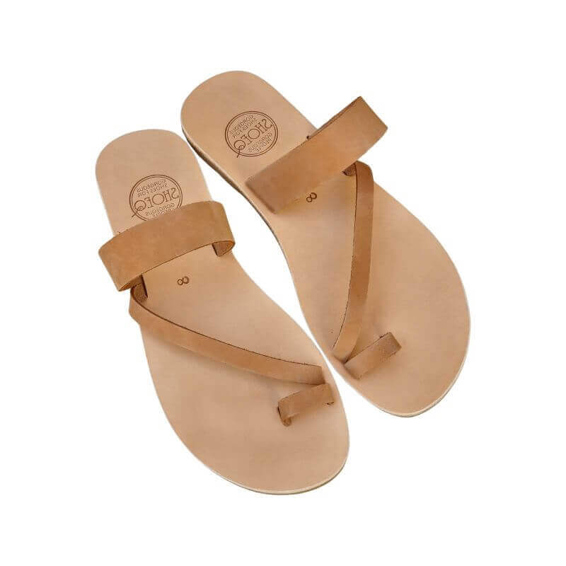 Athena Flat Slide in Caramel - Shoeq