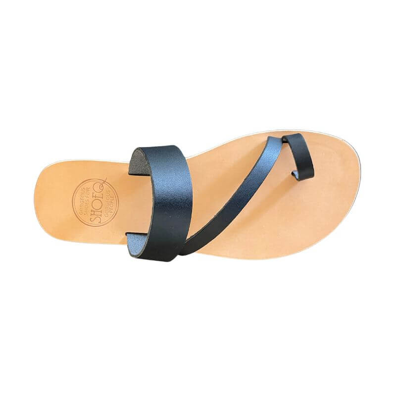 Athena Flat Slide in Charcoal - Shoeq