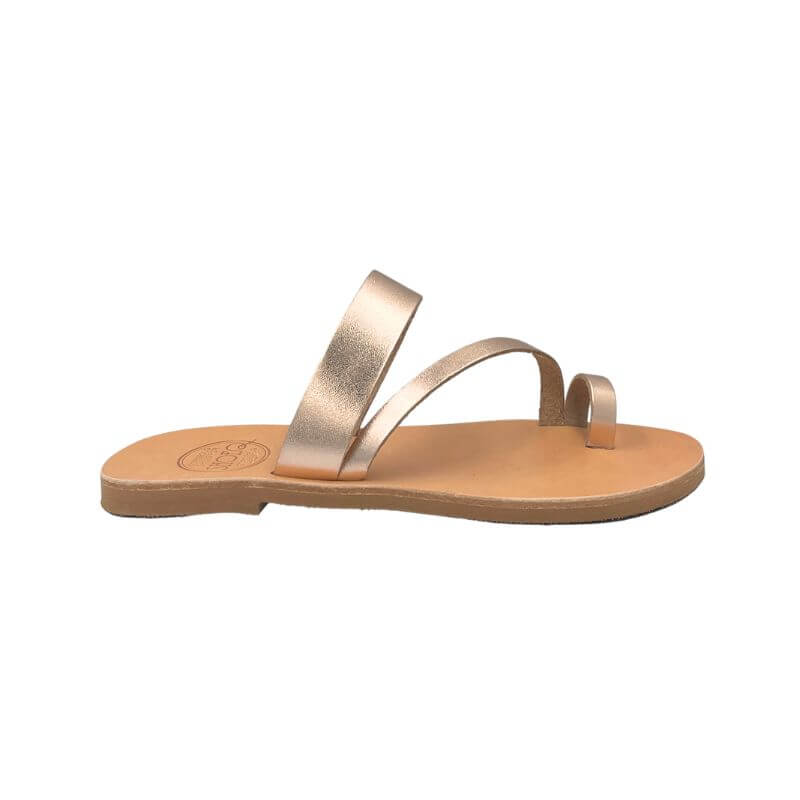 Athena Flat Slide in Rose Gold - Shoeq