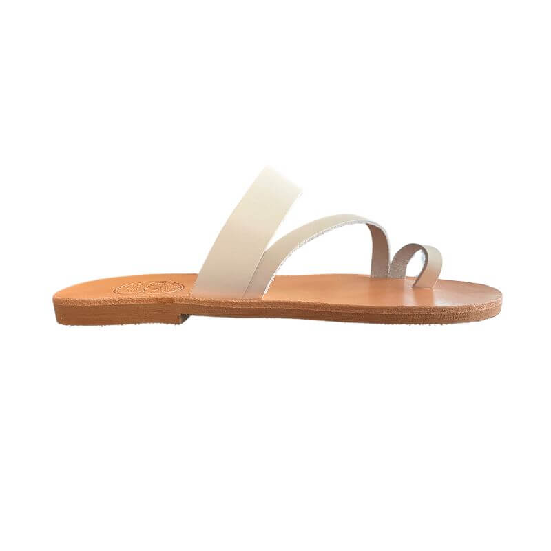 Athena Flat Slide in White - Shoeq