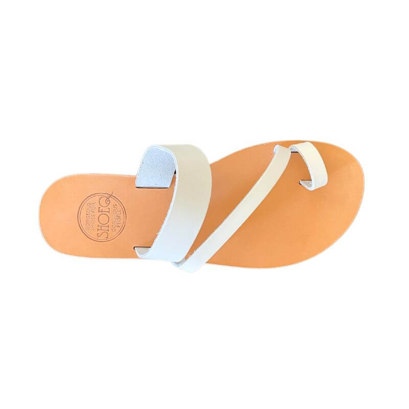 Athena Flat Slide in White - Shoeq