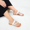 Athena Flat Slide in White - Shoeq