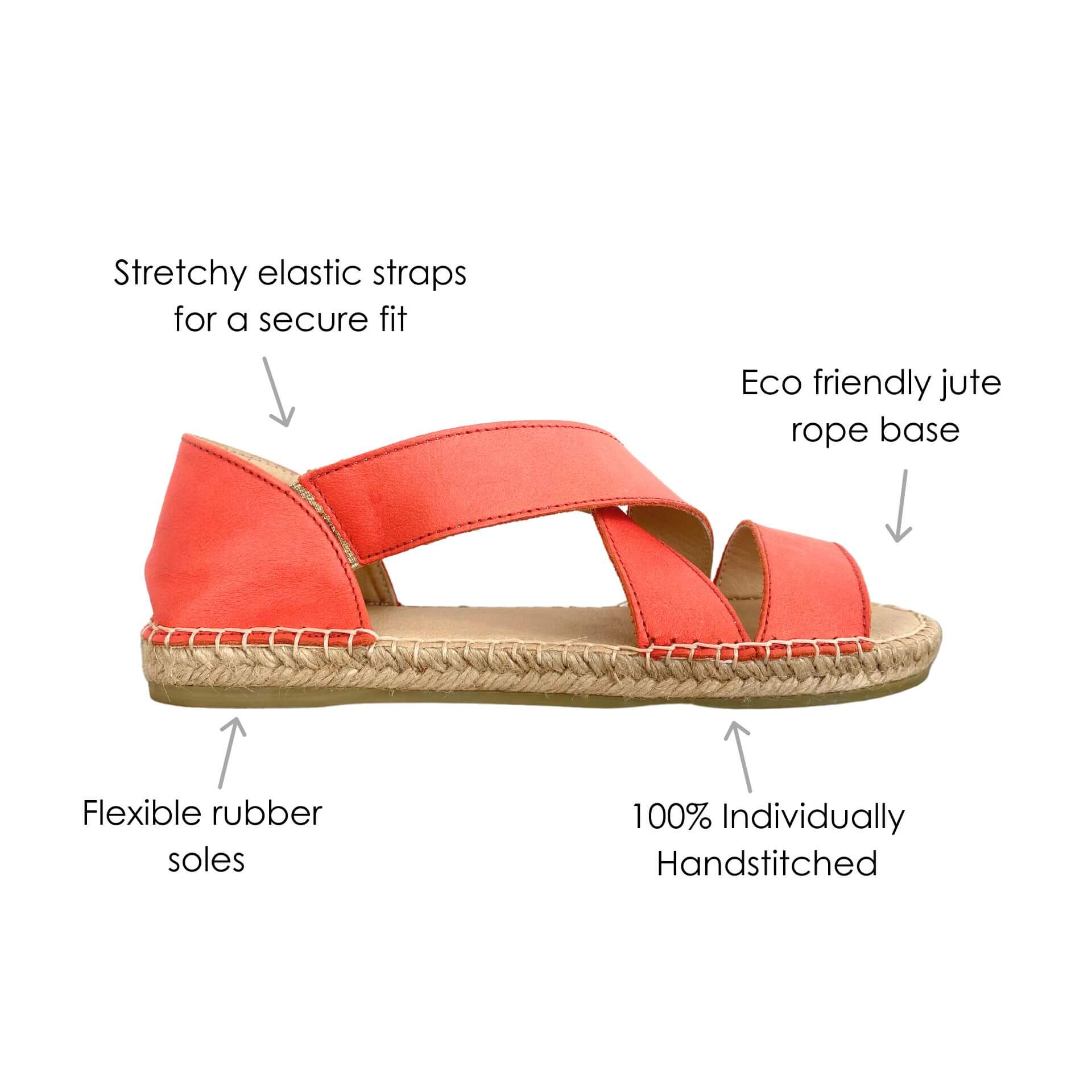 Beach Espadrille in Coral Leather - Shoeq