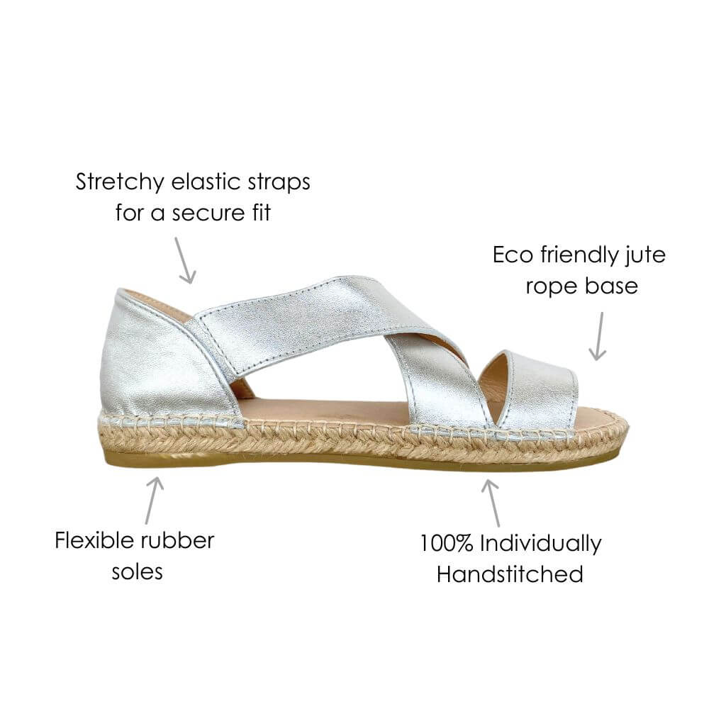 Beach Espadrille in Metallic Silver - Shoeq