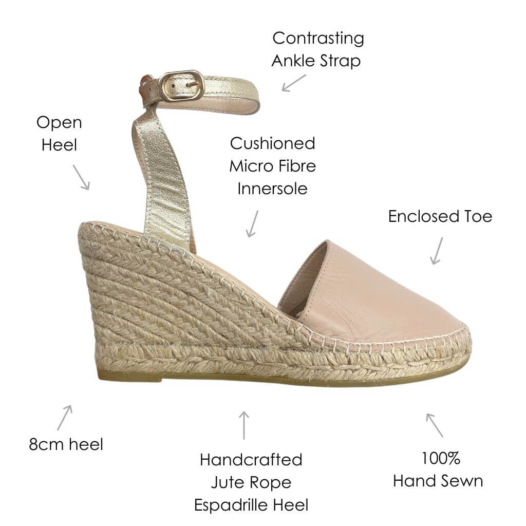 Carla Espadrille Wedge in Sandy Champagne - Shoeq