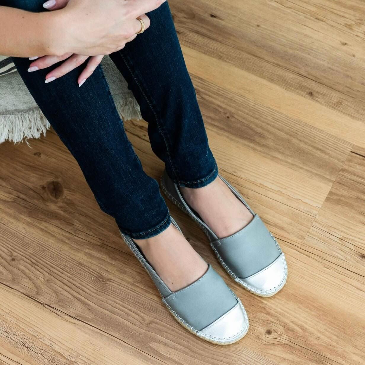 Classic Espadrille in Grey Metallic - Shoeq