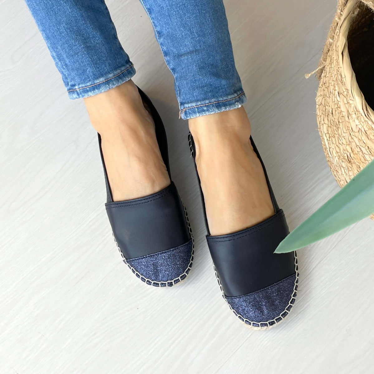 Classic Espadrille in Navy Glitter - Shoeq