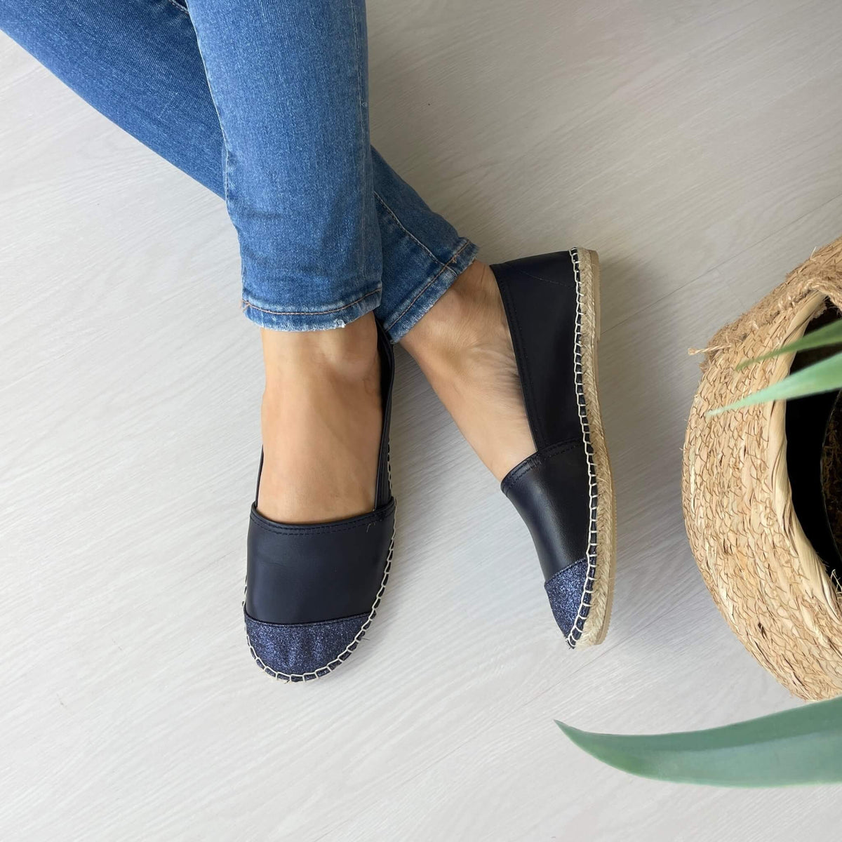 Classic Espadrille in Navy Glitter - Shoeq