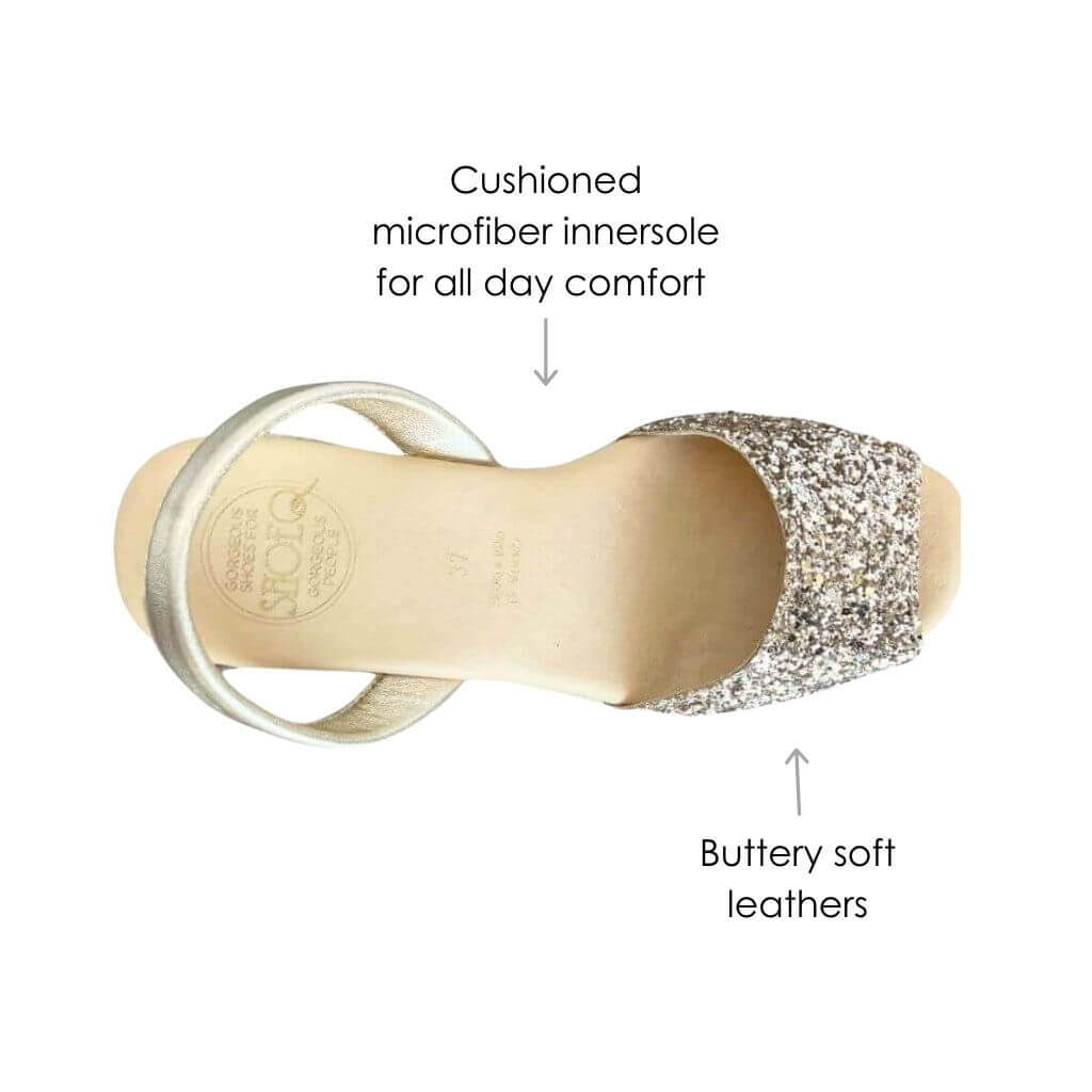 Classic Espadrille Wedge ('23 Edit) in Champagne Glitter - Shoeq