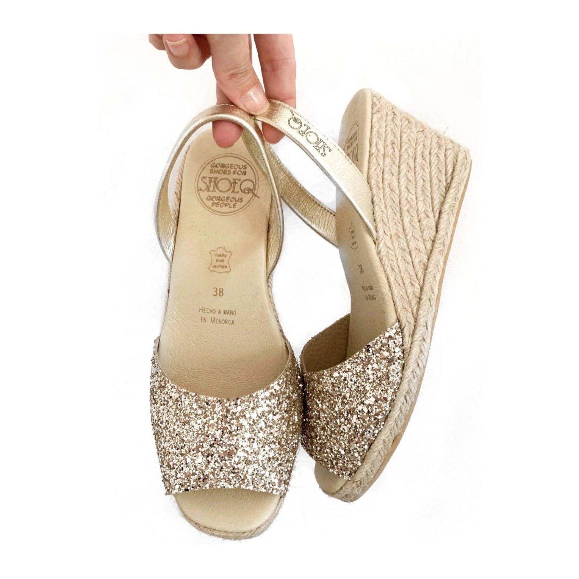 Classic Espadrille Wedge ('23 Edit) in Champagne Glitter - Shoeq