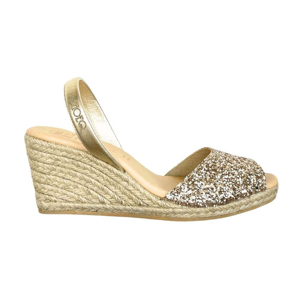 Classic Espadrille Wedge (&#39;23 Edit) in Champagne Glitter - Shoeq