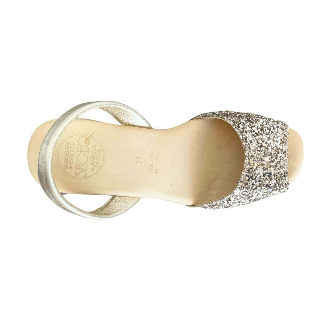 Classic Espadrille Wedge (&#39;23 Edit) in Champagne Glitter - Shoeq