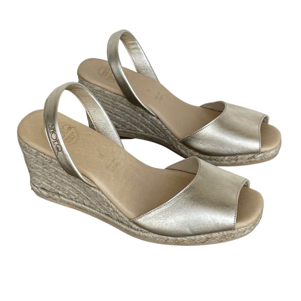 Classic Espadrille Wedge ('23 Edit) in Champagne Metallic - Shoeq