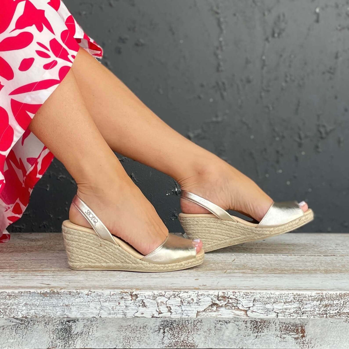 Classic Espadrille Wedge (&#39;23 Edit) in Champagne Metallic - Shoeq