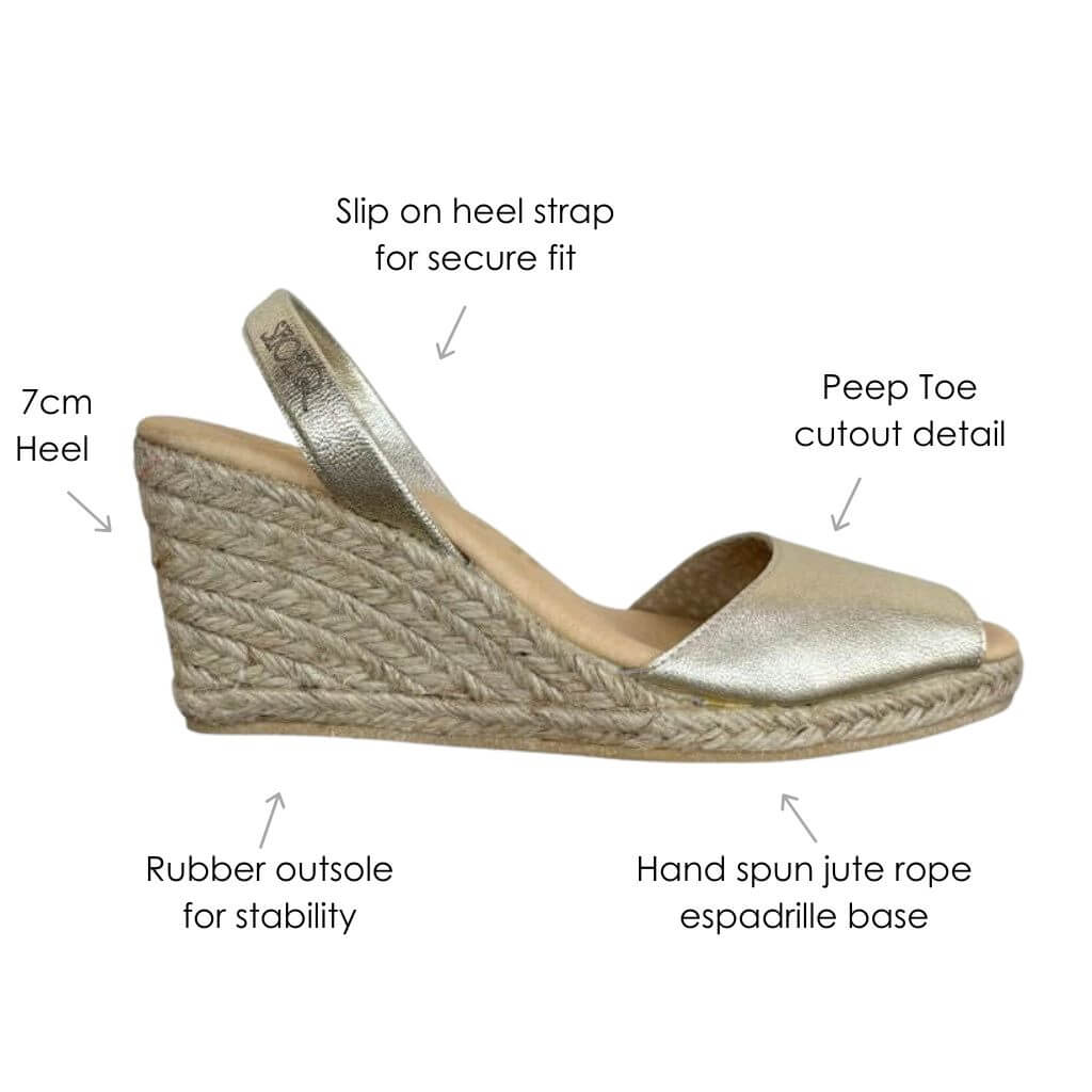 Classic Espadrille Wedge ('23 Edit) in Champagne Metallic - Shoeq