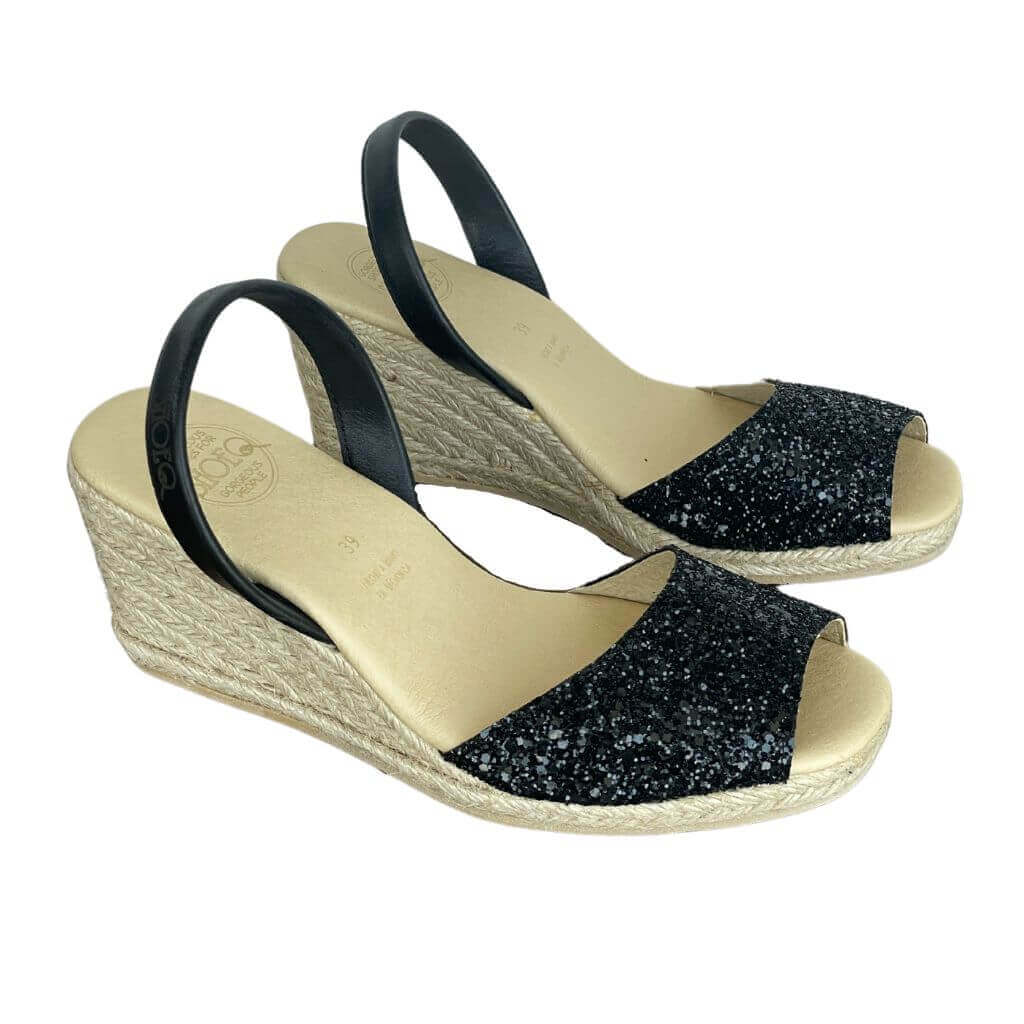 Classic Espadrille Wedge ('23 Edit) in Midnight Glitter - Shoeq