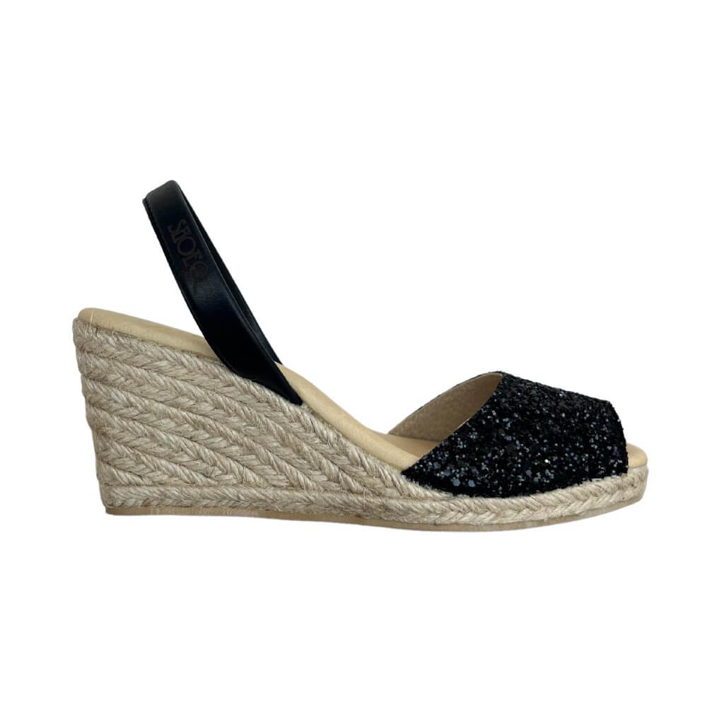 Classic Espadrille Wedge (&#39;23 Edit) in Midnight Glitter - Shoeq