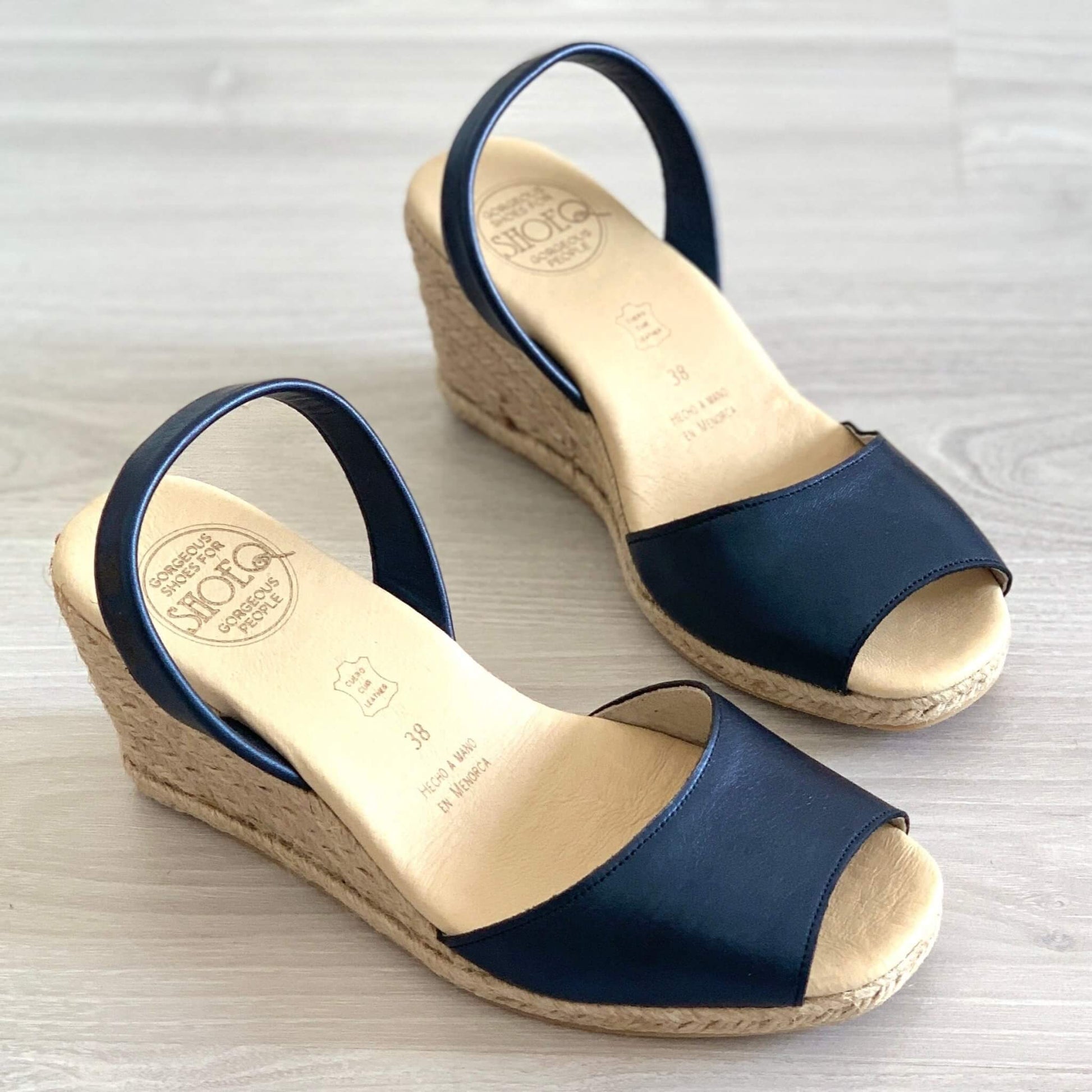 Classic Espadrille Wedge ('23 Edit) in Navy Sheen - Shoeq