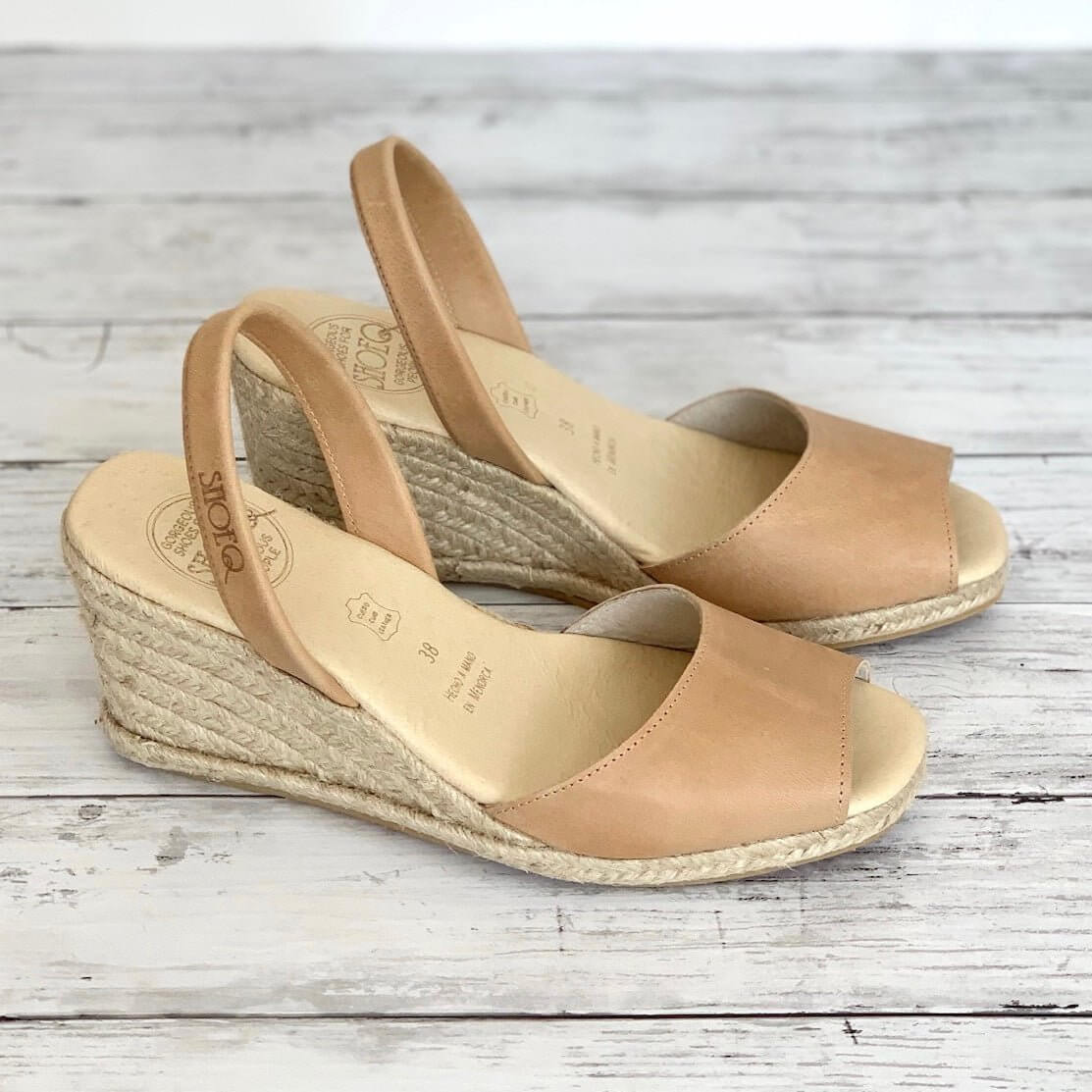 Classic Espadrille Wedge ('23) in Caramel Leather - Shoeq