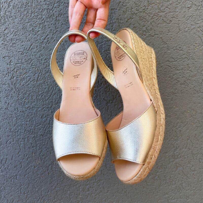 Classic Espadrille Wedge ('24 Edit) in Champagne Metallic - Shoeq