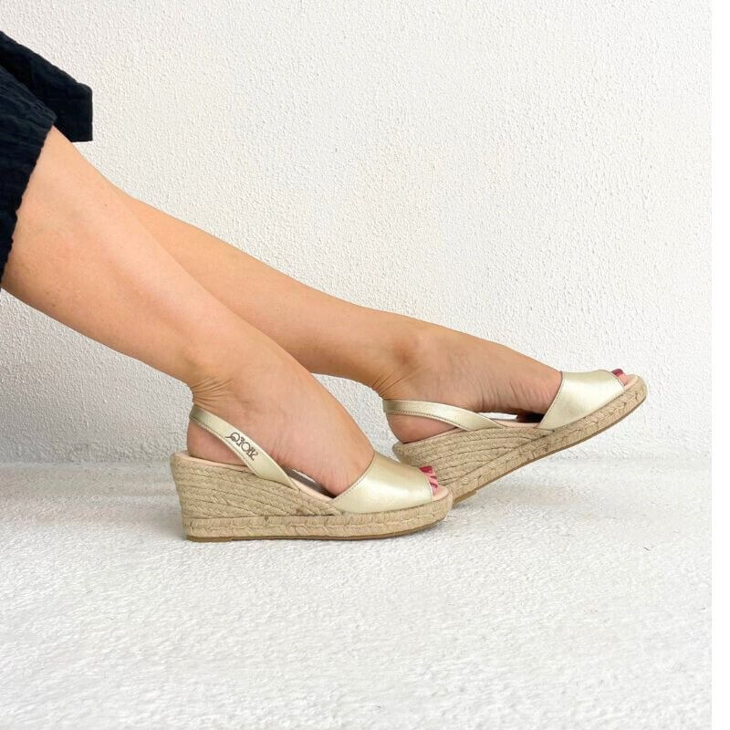 Classic Espadrille Wedge ('24 Edit) in Champagne Metallic - Shoeq