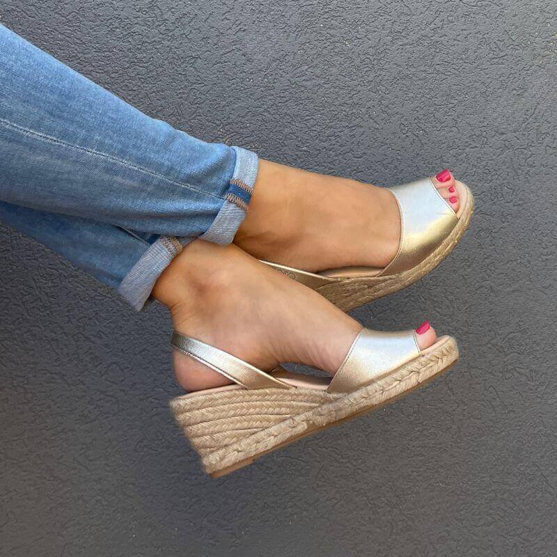 Classic Espadrille Wedge ('24 Edit) in Champagne Metallic - Shoeq