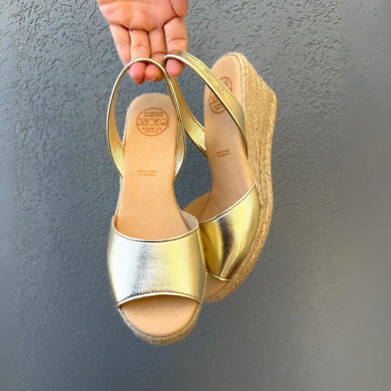 Classic Espadrille Wedge (&#39;24 Edit) in Gold (Vegan) - Shoeq