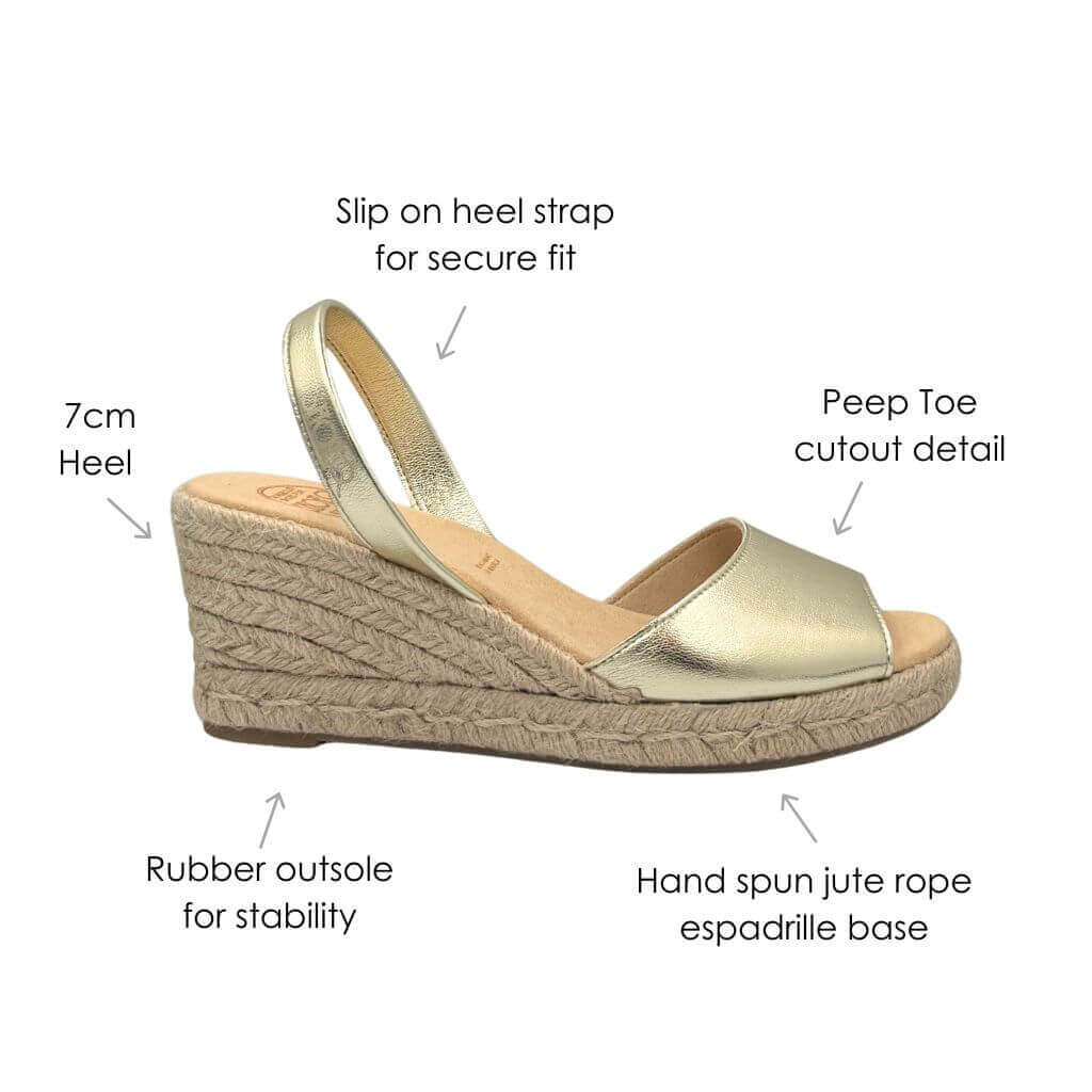 Classic Espadrille Wedge ('24 Edit) in Gold (Vegan) - Shoeq