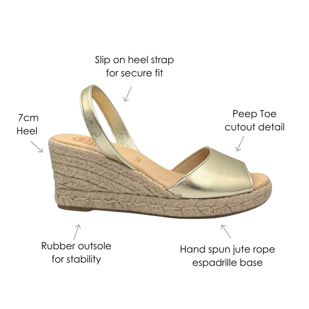 Classic Espadrille Wedge (&#39;24 Edit) in Gold (Vegan) - Shoeq