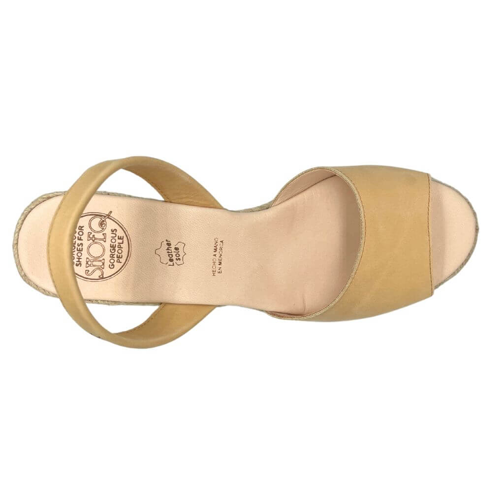 Classic Espadrille Wedge in Caramel Leather - Shoeq