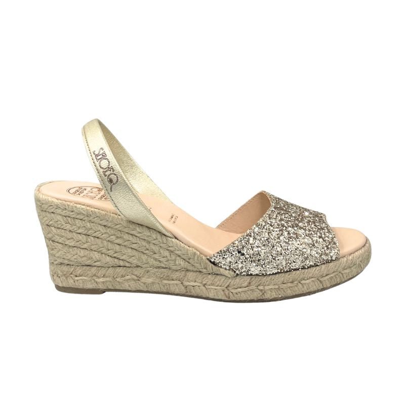 Classic Espadrille Wedge in Champagne Glitter - 2024 edit - Shoeq