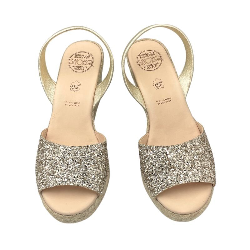 Classic Espadrille Wedge in Champagne Glitter - 2024 edit - Shoeq