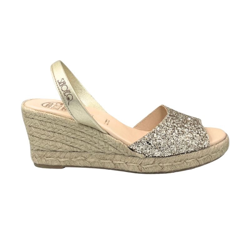 Classic Espadrille Wedge in Champagne Glitter - 2024 edit - Shoeq