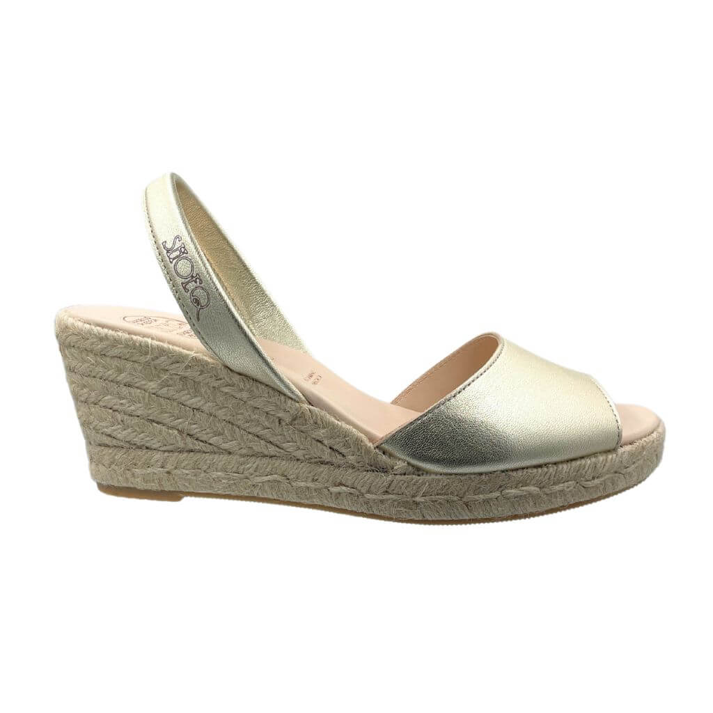 Classic Espadrille Wedge in Champagne Metallic - 2024 Edit - Shoeq