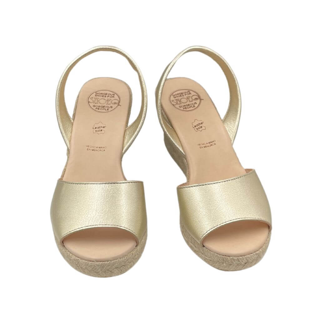 Classic Espadrille Wedge in Champagne Metallic - 2024 Edit - Shoeq