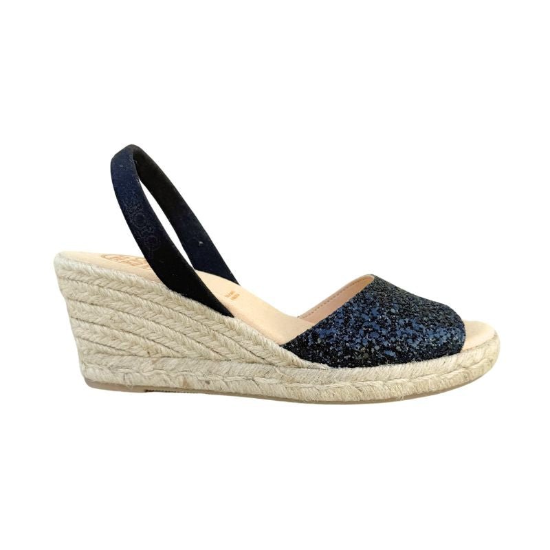 Classic Espadrille Wedge in Midnight Glitter - 2024 Edit (VEGAN) - Shoeq