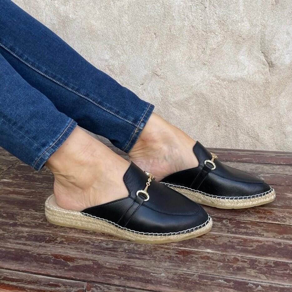 Espadrille Mule in Midnight - Shoeq