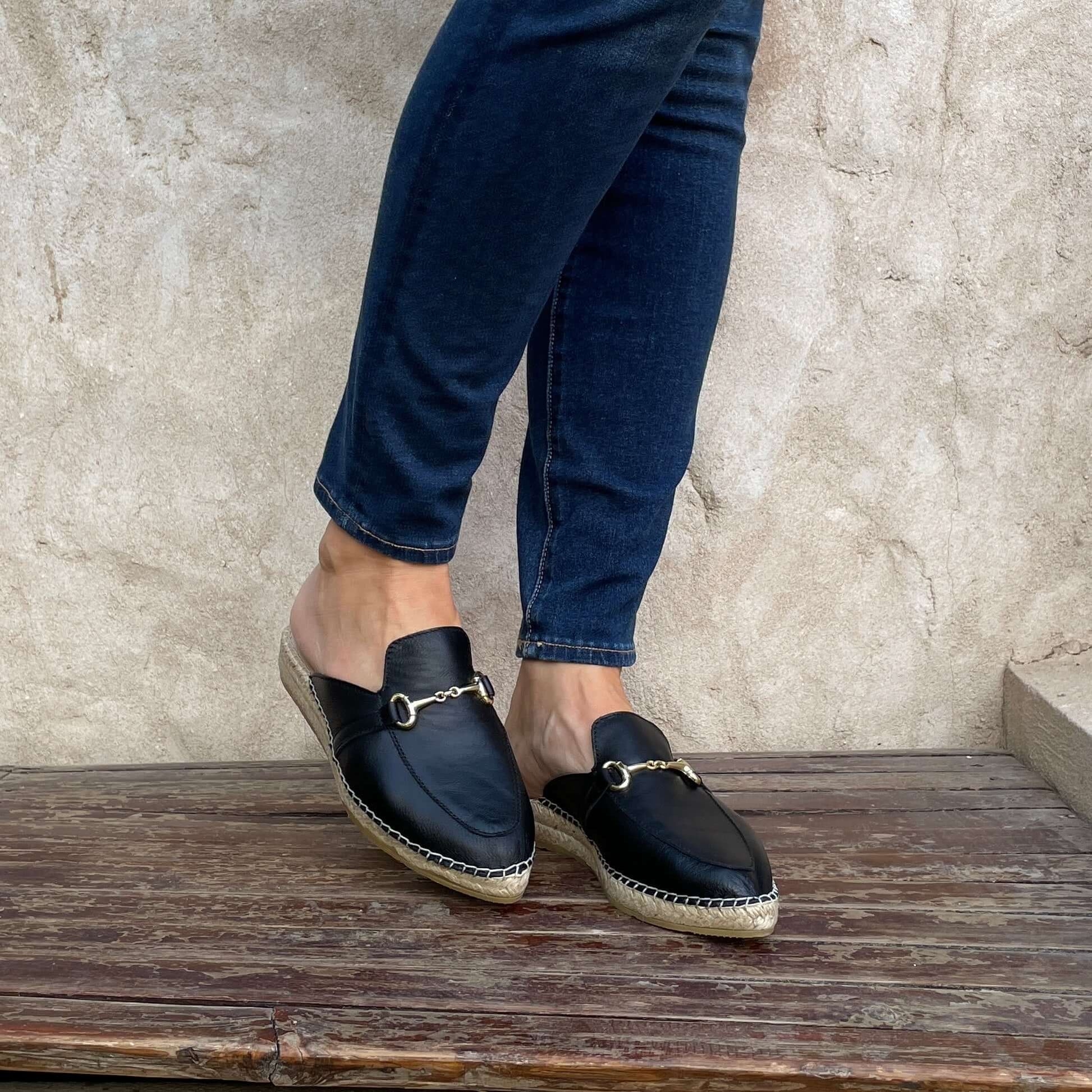 Espadrille Mule in Midnight - Shoeq