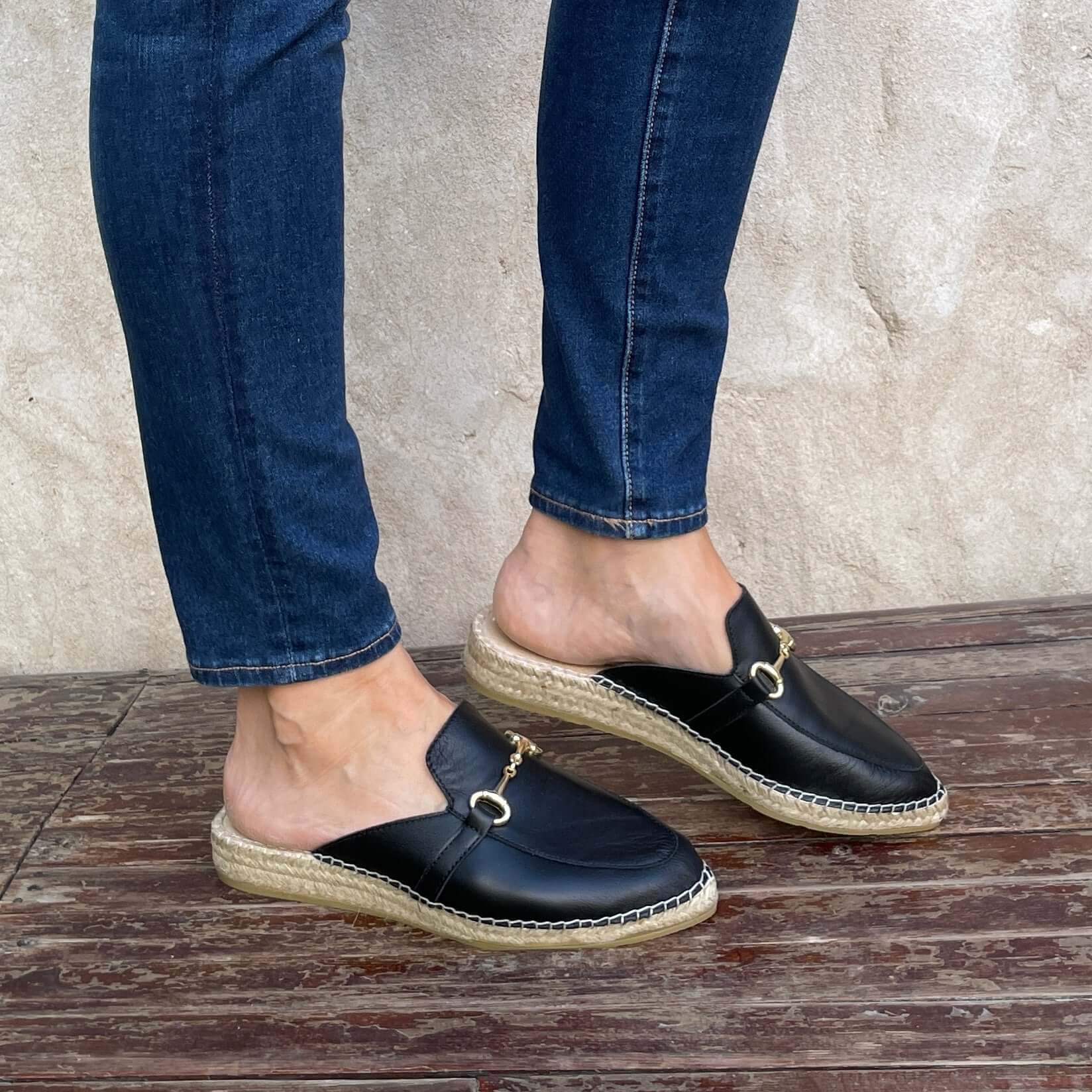 Espadrille Mule in Midnight - Shoeq