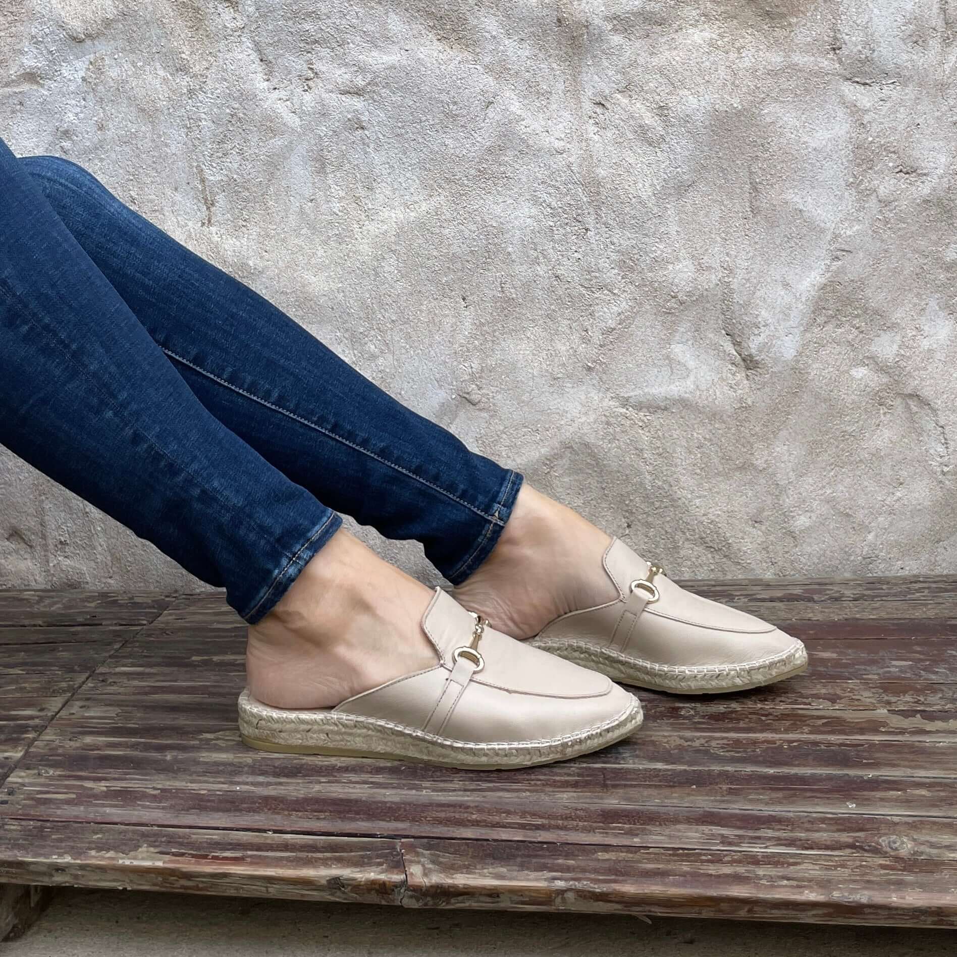 Espadrille Mule in Sand - Shoeq