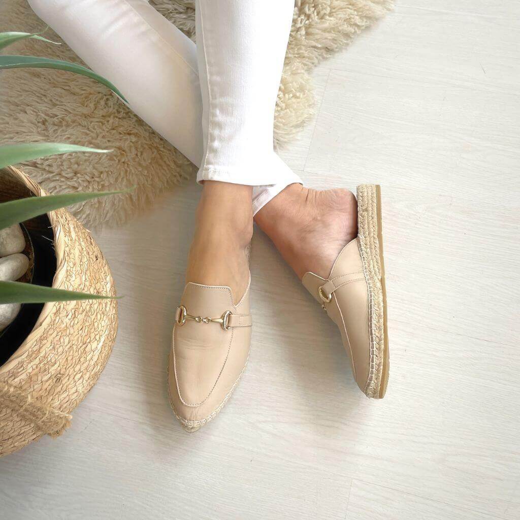 Espadrille Mule in Sand - Shoeq