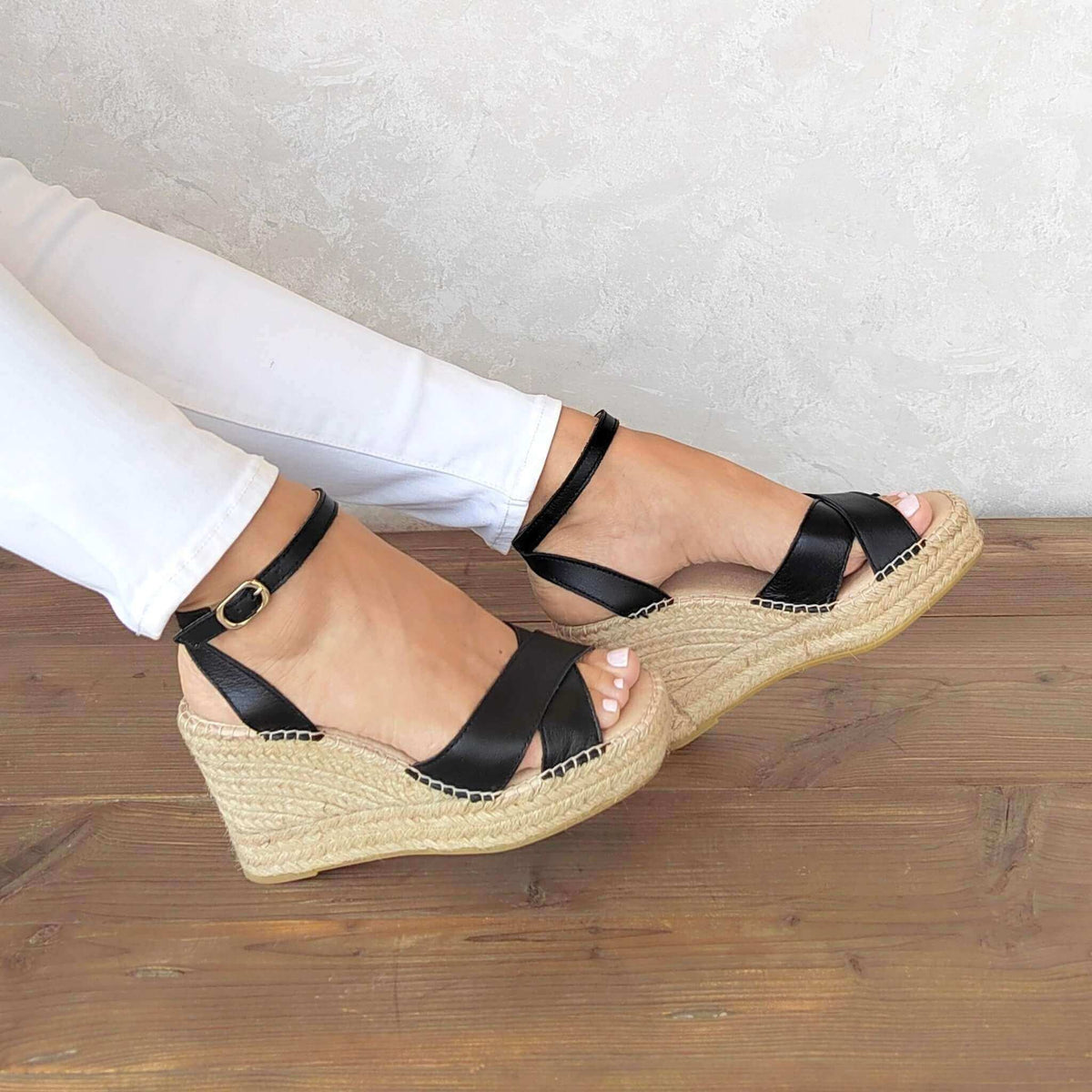 Lucia Espadrille Wedge in Midnight - Shoeq