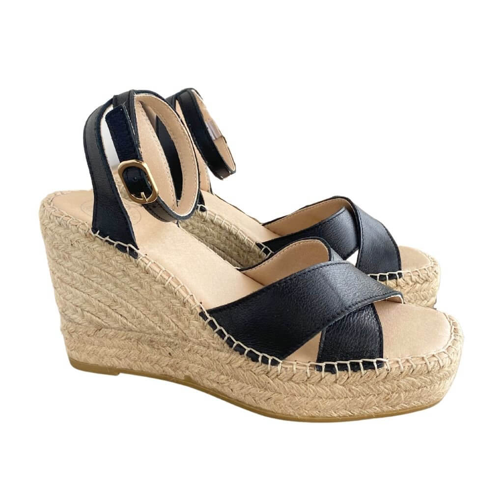 Lucia Espadrille Wedge in Midnight - Shoeq