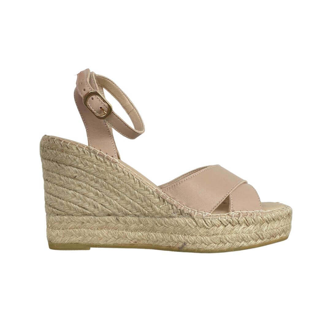 Lucia Espadrille Wedge in Sand - Shoeq