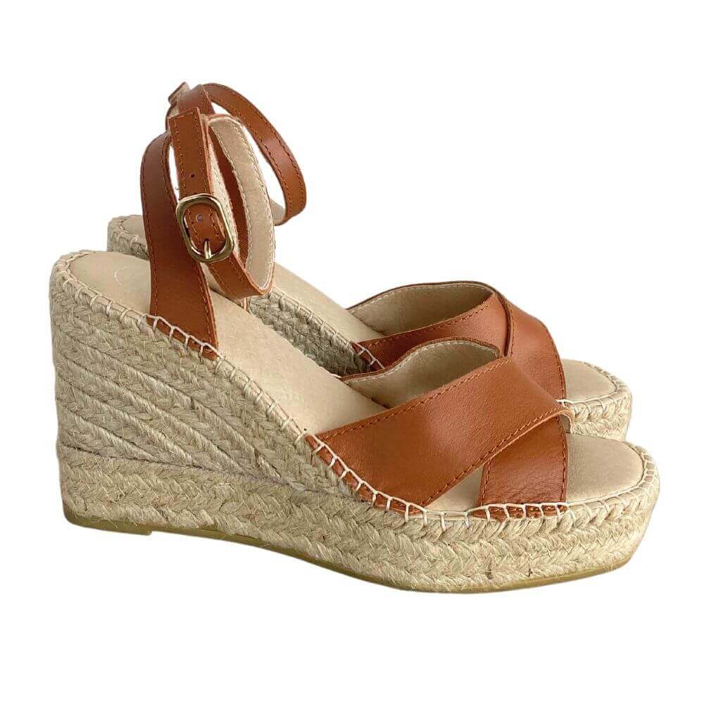 Lucia Espadrille Wedge in Tan - Shoeq