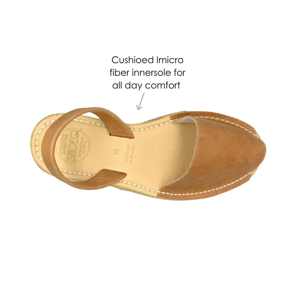 Micro Espadrille Wedge in Caramel - Shoeq