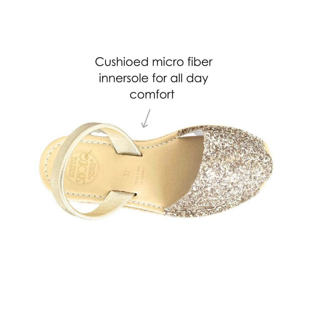 Micro Espadrille Wedge in Champagne Glitter - Shoeq