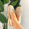 Micro Espadrille Wedge in Champagne Glitter - Shoeq