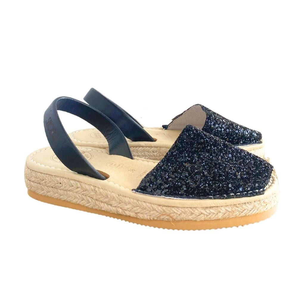 Micro Espadrille Wedge in Midnight Glitter - Shoeq